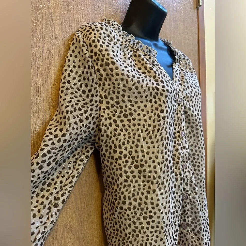 Emily Daniels women’s blouse - brown & tan spots - size large